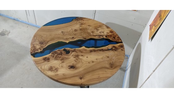 Эпоксидный стол река круглыйый 110 см с бирюзовой заливкой обзор 