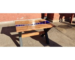 Синий эпоксидный стол река -foto3