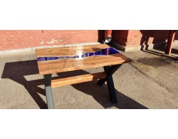 Синий эпоксидный стол река -foto3