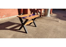 Синий эпоксидный стол река -foto2