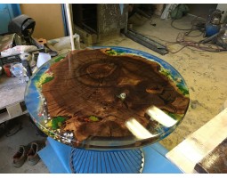 Круглый стол река из эпоксидной смолы-foto9