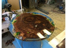 Круглый стол река из эпоксидной смолы-foto9
