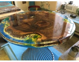 Круглый стол река из эпоксидной смолы-foto8