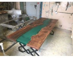 Эпоксидный стол река из слэба бирюзовый