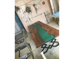 Эпоксидный стол река из слэба бирюзовый-foto10