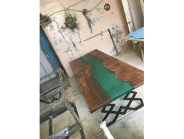 Эпоксидный стол река из слэба бирюзовый-foto10