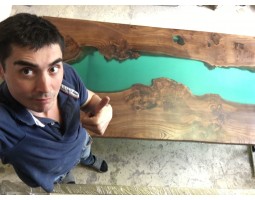 Эпоксидный стол река из слэба бирюзовый-foto7