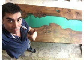 Эпоксидный стол река из слэба бирюзовый-foto7