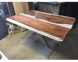 Белый эпоксидный стол река -foto2