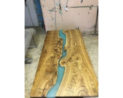 Бирюзовый эпоксидный стол река-foto3