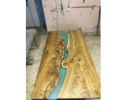 Бирюзовый эпоксидный стол река-foto3