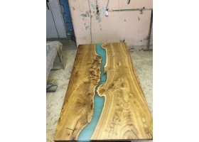 Бирюзовый эпоксидный стол река-foto3