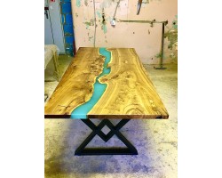 Бирюзовый эпоксидный стол река-foto2