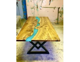 Бирюзовый эпоксидный стол река-foto2