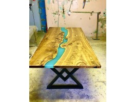 Бирюзовый эпоксидный стол река-foto2