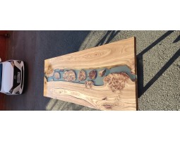 Эпоксидный стол река из слэбов капового карагача -foto8