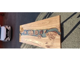 Эпоксидный стол река из слэбов капового карагача -foto8