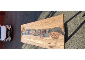 Эпоксидный стол река из слэбов капового карагача -foto8