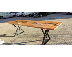 Эпоксидный стол река из слэбов капового карагача -foto3