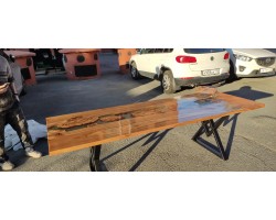 Эпоксидный стол река из слэбов капового карагача -foto5