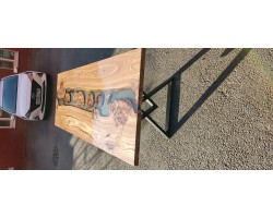 Эпоксидный стол река из слэбов капового карагача -foto4