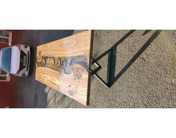 Эпоксидный стол река из слэбов капового карагача -foto4