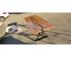 Эпоксидный стол река из слэбов капового карагача -foto2