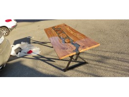 Эпоксидный стол река из слэбов капового карагача -foto2